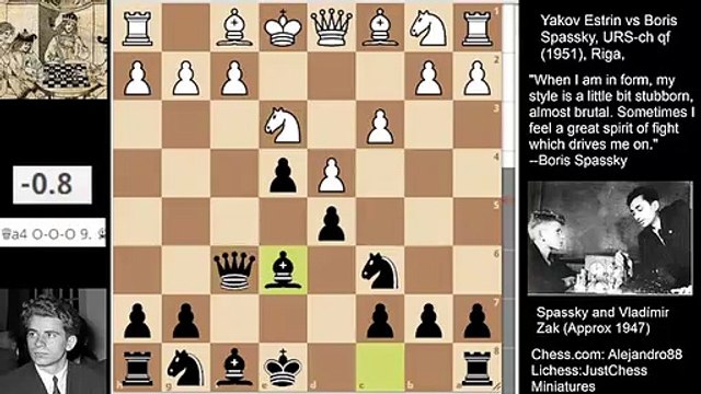 Boris Spassky sacs the Bishop and develops an onslaught (1951)