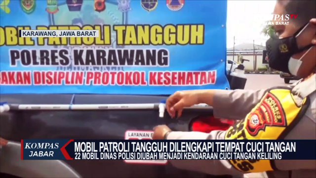 Mobil Patroli Polisi Dimodifikasi Jadi Mobil Cuci Tangan Keliling
