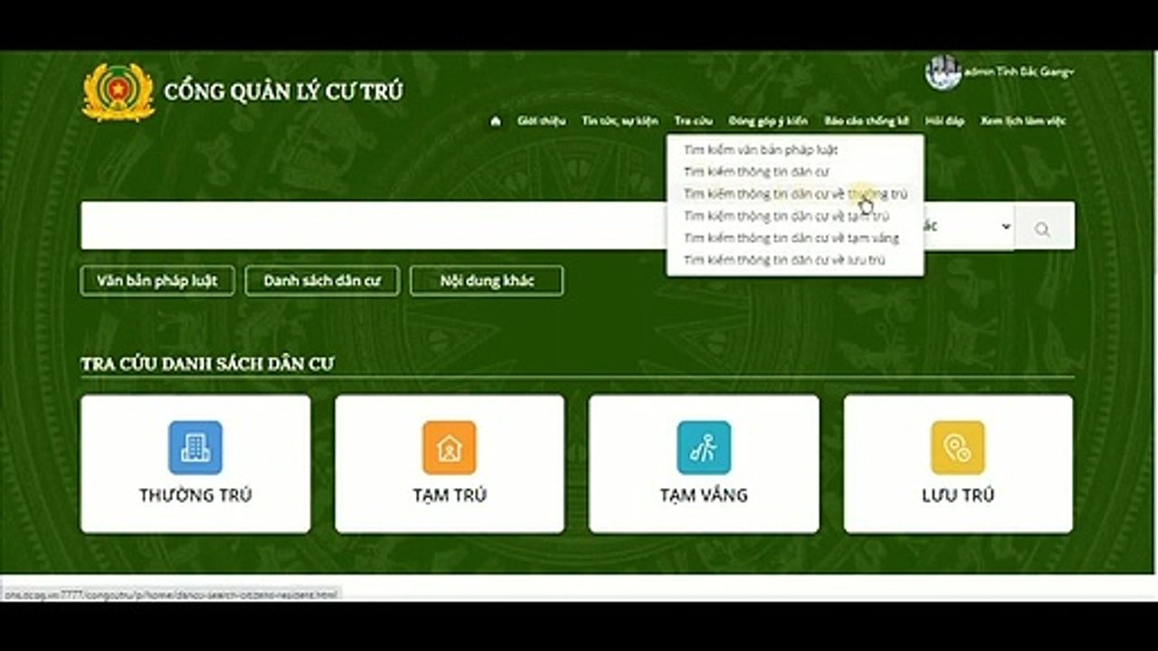 Tìm kiếm thông tin dân cư thường trú