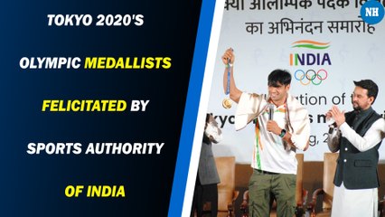 Tokyo 2020's Olympic medallists felicitated by Sports Authority of India at Dhyan Chand Stadium
