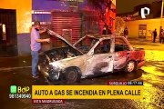 Surquillo: auto a gas se incendió y quedó totalmente inservible