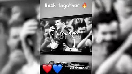 Neymar Jr dona la benvinguda a Leo Messi.