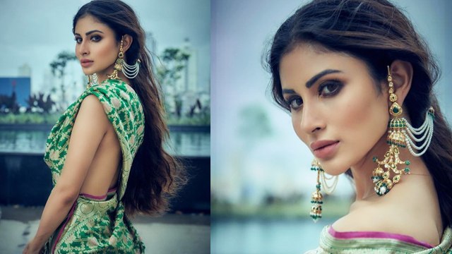 Mouni Roy's Hot Pics Of Wearing Saree Without A Blouse Go Viral