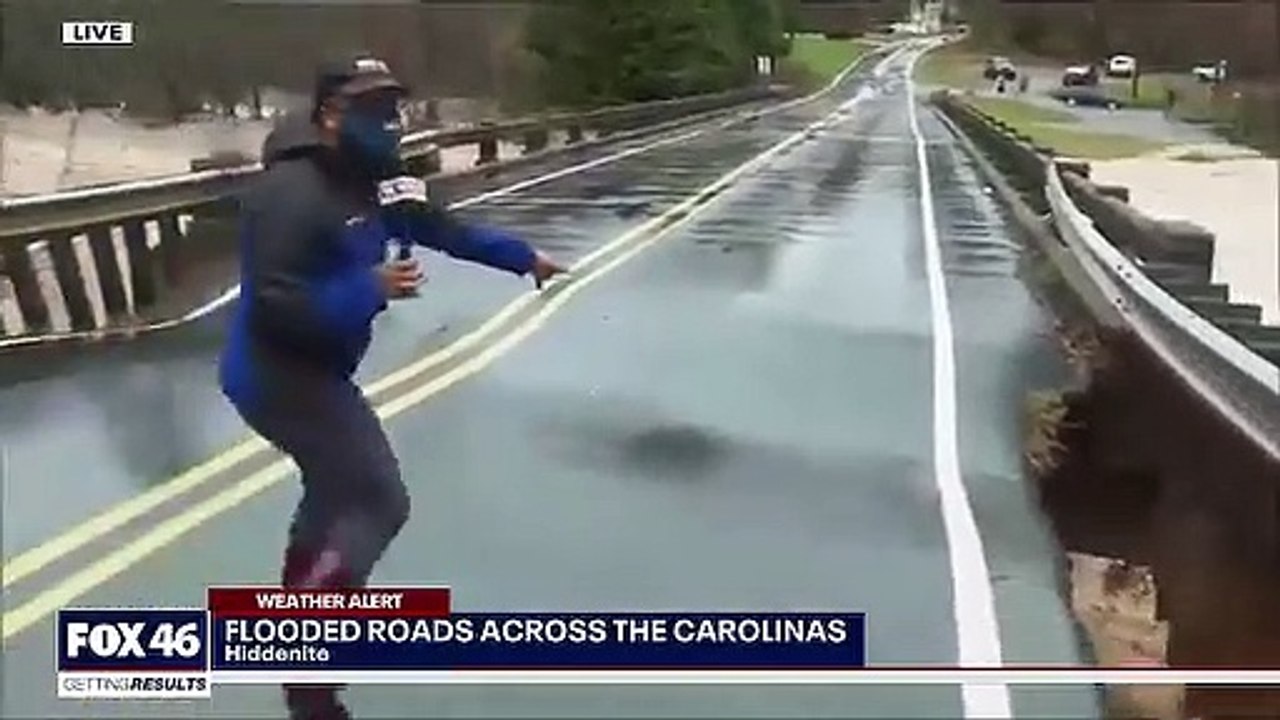 Ponte colapsa em direto durante reportagem. Jornalista escapa por pouco