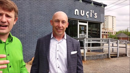 Reign Streiter explains why he chose Nuci's Space as his charitable donation after completing a transaction with Georgui Kassaev My Athens Realtor