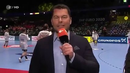 Jornalista leva bolada no Euro"2020 - Andebol