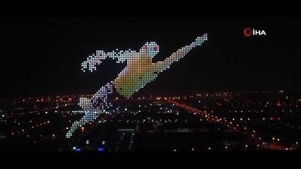 Olimpiyatlara katılan Çinli sporcular için drone gösterisi
