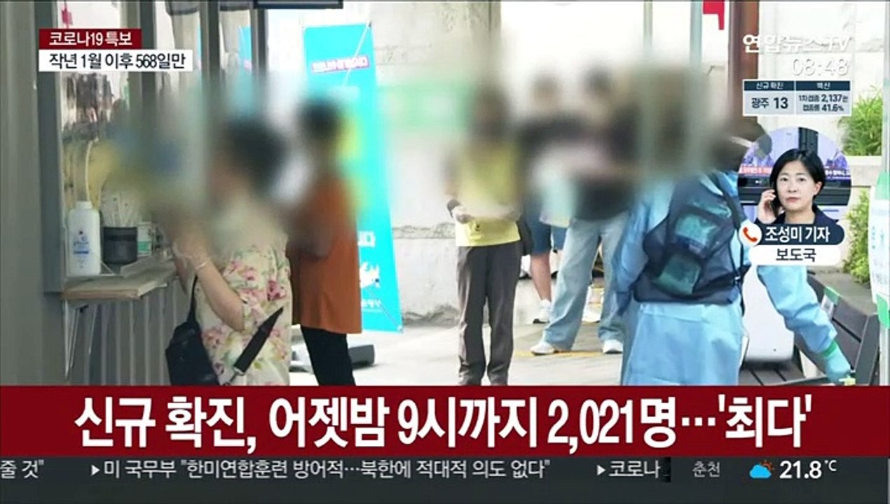 하루 확진자 첫 2천명대…코로나 사태 후 최다