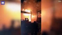 Dança de noivos interrompido por incêndio causada por fogo de artíficio