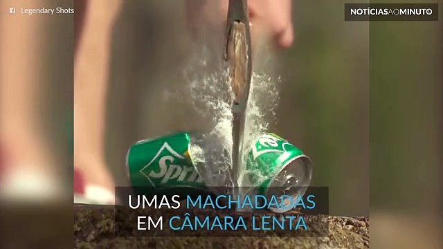 Machadadas em objetos filmadas em câmara lenta