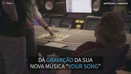Rita Ora e Ed Sheeran nas gravações da nova música da cantora
