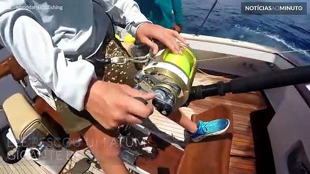 Menino de 52 kg pesca atum gigante de 380 kg