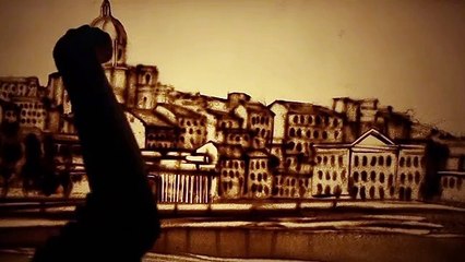 Com a areia à mistura, artista ucraniana prestou tributo a Salvador Sobral