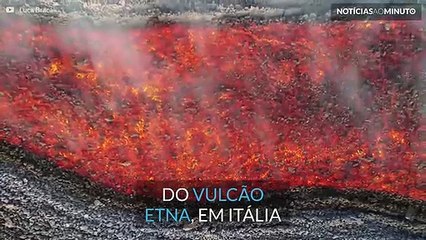 Drone grava rio de lava do vulcão Etna