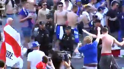 Adeptos Leicester em Madrid