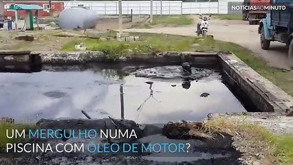 Mergulho inédito numa piscina com óleo de motor