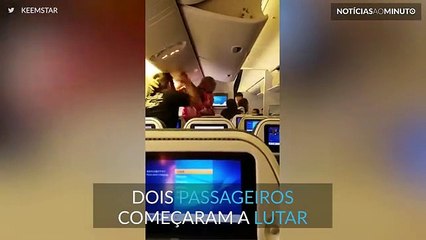 Dois passageiros lutam num voo!