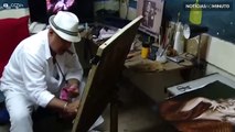 Artista cubado cria obras de arte com tabaco