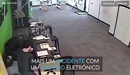 Cigarro eletrónico explode na cara de empregado