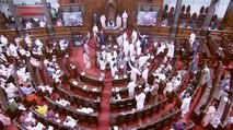 Opposition ruckus in Rajya Sabha, threw rule book at desk