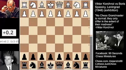 Boris Spassky blunders a piece and loses against Korchnoi in 12 moves (1948)