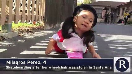 Roubaram cadeira de rodas a menina sem pernas