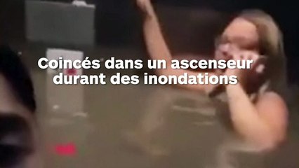 Ils sont coincés dans un ascenseur pendant une inondation et l'eau monte dans la cabine