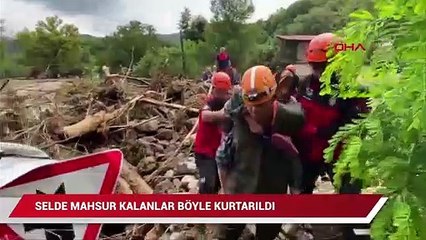 Bartın'daki selde mahsur kalanlar böyle kurtarıldı