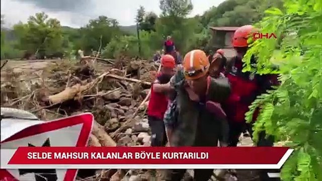 Bartın'daki selde mahsur kalanlar böyle kurtarıldı