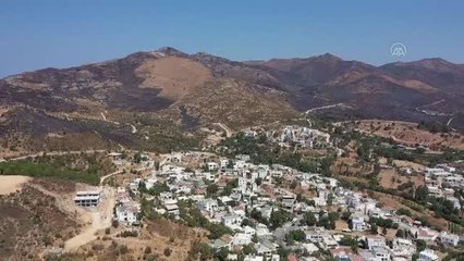 Son dakika haberleri | (DRONE) Bodrum'daki makilik ve otluk yangını havadan ve karadan müdahaleyle söndürüldü