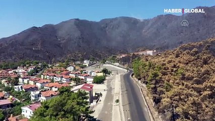 Marmaris'te yürek yakan görüntüler! Tamamen kül oldu