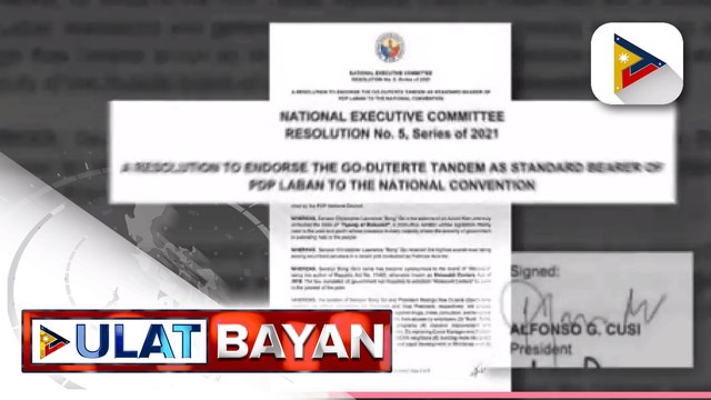 Go-Duterte tandem, napagkasunduang magpapatuloy ng tapang at malasakit sa 2022 Nat'l elections ayon sa resolusyon ng PDP-Laban; Sen. Go, iginiit na 'di siya interesado sa pagkapangulo; Tarpaulin at billboards na mula sa supporters ni Mayor Sara Duterte