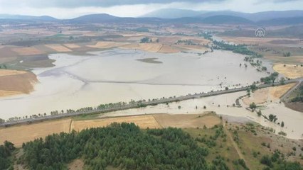 KASTAMONU - Su altında kalan tarım arazileri havadan görüntülendi