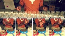 Música de Pharrell Williams tocada com copos e panelas