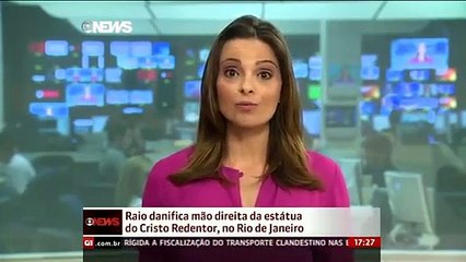 Raio danifica dedo do Cristo Redentor