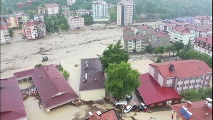 KASTAMONU - Bozkurt'ta su taşkını havadan görüntülendi (3)