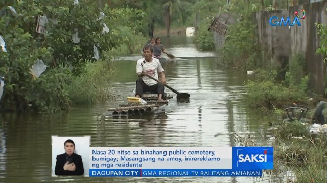 Nasa 20 nitso sa binahang public cemetery, bumigay; Masangsang na amoy, inirereklamo ng mga residente | Saksi