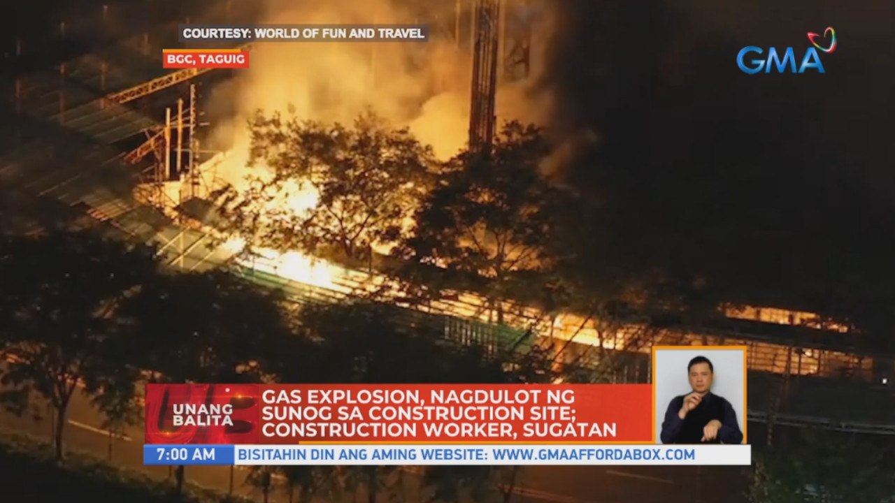Gas explosion, nagdulot ng sunog sa construction site; construction worker, sugatan | UB