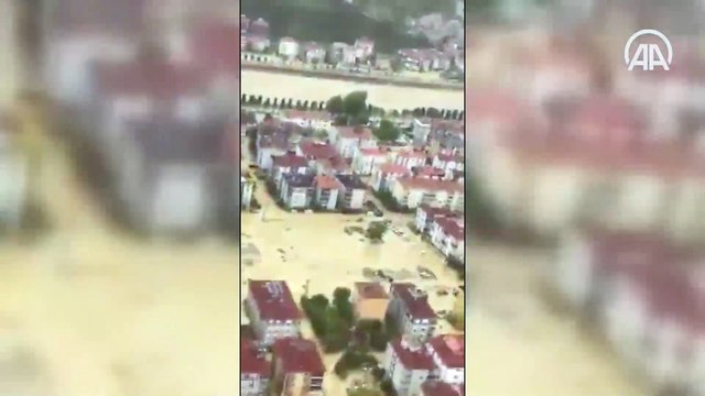 Ayancık'ta selden etkilenen bölgeler havadan görüntülendi