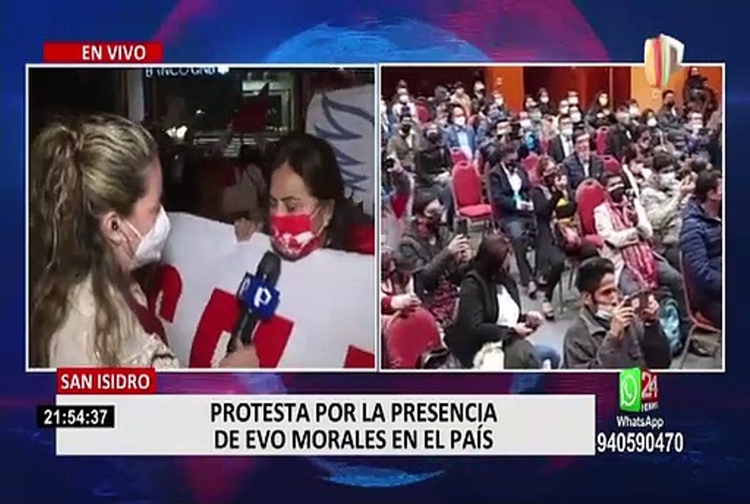 San Isidro: manifestantes protestan por presencia de Evo Morales en Perú