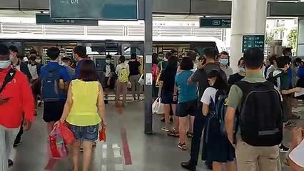 Crowded Train Station in Singapore(Punggol)