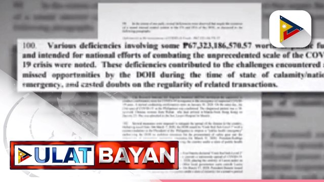 COA, pinuna ang higit P67-B pondo ng DOH para sa COVID-19 response na posible umanong 'di nagamit nang maayos; Karamihan sa pondo, ginamit nang 'di naaayon sa batas at regulasyon ayon sa COA; Sec. Duque, tiniyak na accounted at ‘di nakurakot ang pondo