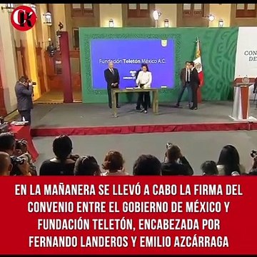 Firma del convenio entre el Gobierno de México y Fundación Teletón, encabezada por Fernando Landeros y Emilio Azcárraga