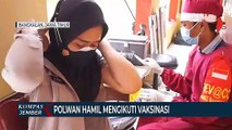 Polwan Hamil di Polres Bangkalan Mengikuti Vaksinasi Covid-19