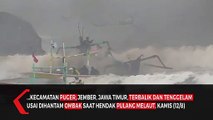 Perahu Nelayan Tenggelam Dihantam Ombak Pantai Selatan