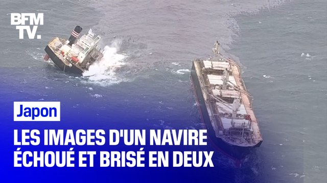 Au Japon, un navire qui s'est échoué et brisé en deux provoque une fuite de pétrole