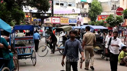 Busy scene near Karol Bagh metro station