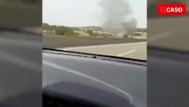 Choque mortal entre dos camiones en Cervera: se incendia uno de ellos
