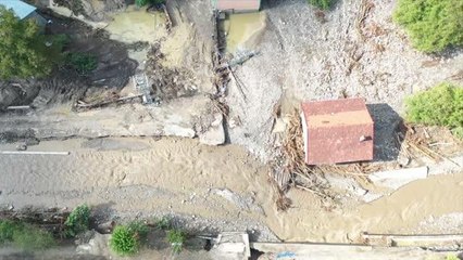 Son dakika! (DRONE) Selden en çok etkilenen Zafer köyünde ekiplerin yoğun çalışması sürüyor