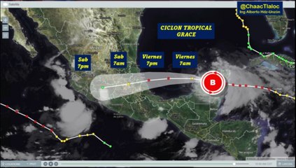 Clima de hoy jueves: Evolución y trayectoria del ciclón GRACE